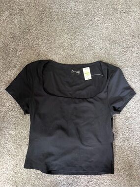 Square Neck Black Crop Top by Offline